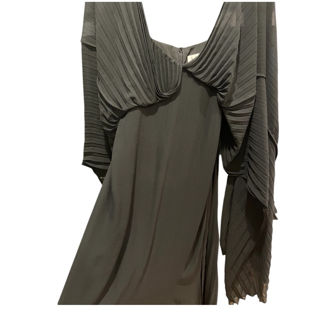 Halston Heritage Black Pleated Evening Gown Goddess Maxi Dress Size 2 - Picture 7 of 15